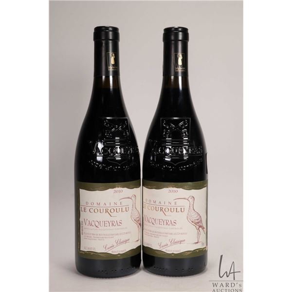 2 bottles of Domaine / Le Courloulu / Vacqueyras / 750ml / 14% ABV / 13.5% ABV Note: Alcohol cannot 