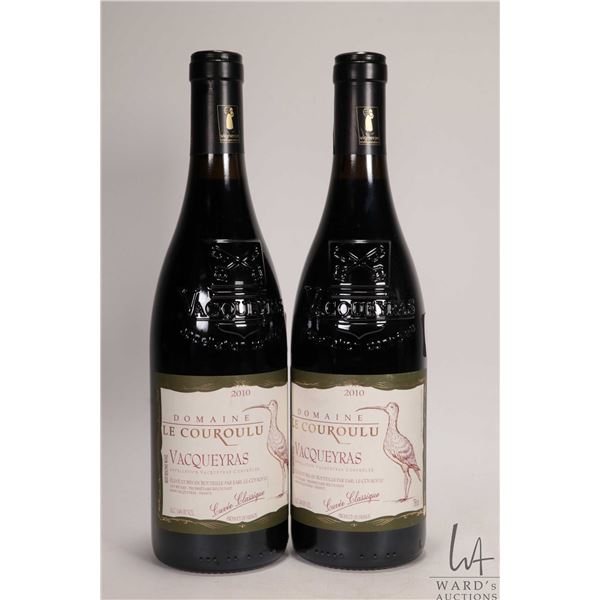 2 bottles of Domaine / Le Courloulu / Vacqueyras / 750ml / 14% ABV / 13.5% ABV Note: Alcohol cannot 