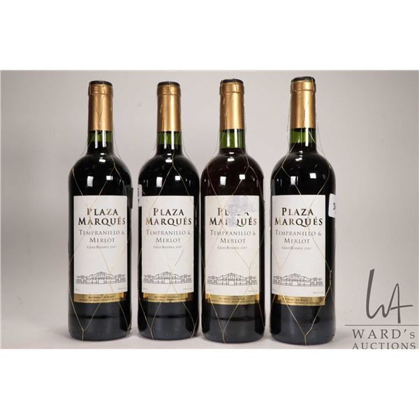 4 bottles of Plaza Marques / Tempranillo & Merlot / 750ml / 13% ABV Note: Alcohol cannot be insured 