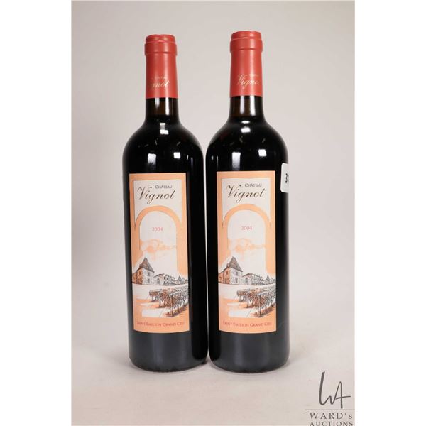 2 bottles of Saint Emilion Grand Cru / Chateau Vignot / 750ml / 13% ABV Note: Alcohol cannot be insu