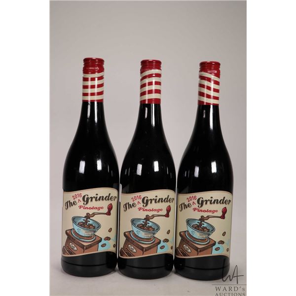 3 bottles of The 2016 Grinder / Pinotage / 750ml / 14% ABV Note: Alcohol cannot be insured by any co