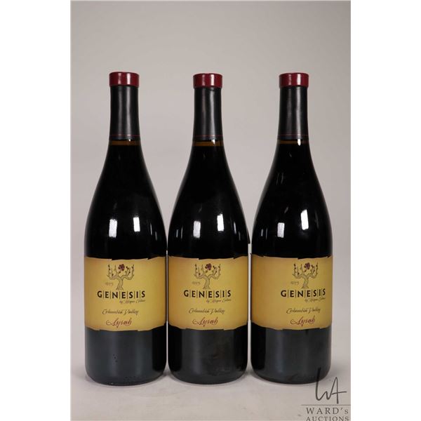 3 bottles of Syrah / Genesis / 750ml / 14.3% ABV Note: Alcohol cannot be insured by any courier in C