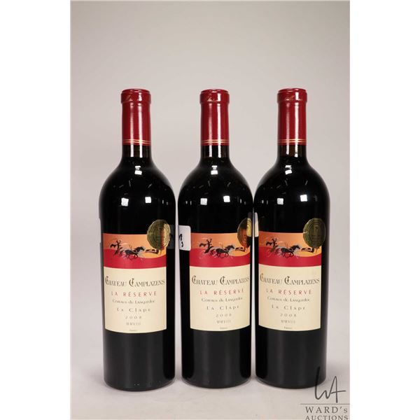 3 bottles of Chateau Camplazen / Le Clape / 750ml / 13.5% ABV Note: Alcohol cannot be insured by any