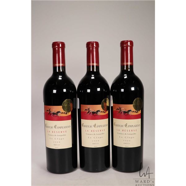 3 bottles of Chateau Camplazen / Le Clape / 750ml / 13.5% ABV Note: Alcohol cannot be insured by any