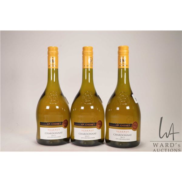 3 bottles of J.P. Chenet / Reserve / Chardonnay / 750ml / 12.5% ABV Note: Alcohol cannot be insured 