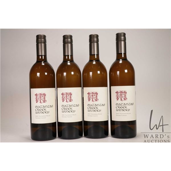 4 bottles of Matanzas Creek Winery / Sauvignon Blanc / 750ml / 13.5% ABV Note: Alcohol cannot be ins
