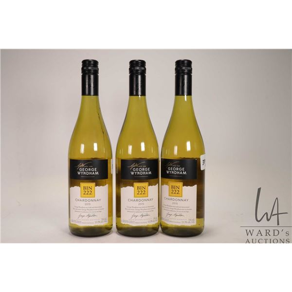 3 bottles of George Wyndham / Bin 222 / Chardonnay / 750ml / 13.5% ABV Note: Alcohol cannot be insur