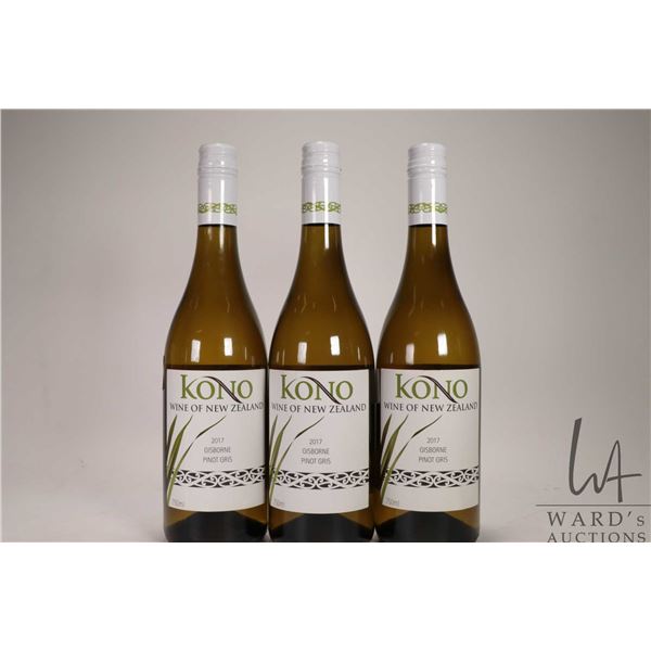 3 bottles of Kono / Gisborne / Pinot Gris / 750ml / 14.5% ABV Note: Alcohol cannot be insured by any