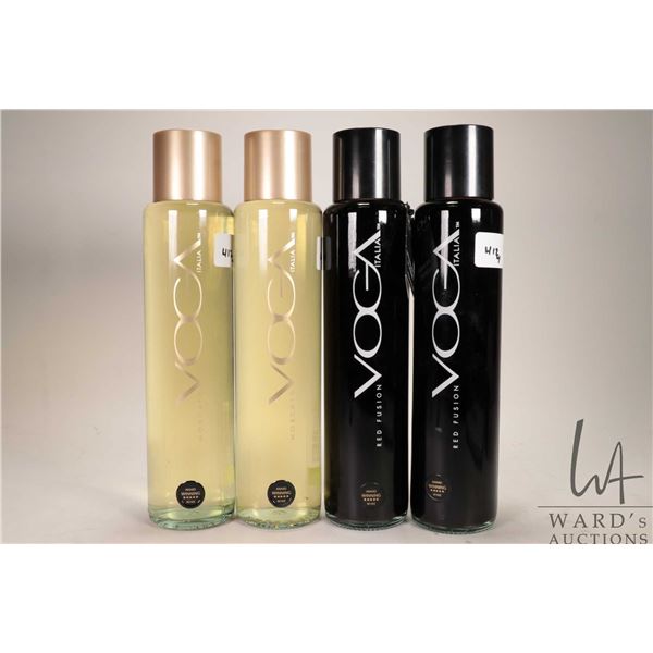 4 bottles of Voga Italia wine including 2 bottles of Moscato / 750ml / 7.5% ABV and 2 bottles of Red