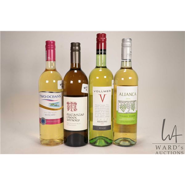 4 bottles of wine including a bottle of Two Oceans / Moscato / 750ml / 8% ABV, a bottle of Matanzas 