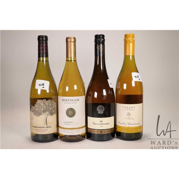 4 bottles of wine including a bottle of The Dreaming Tree / Chardonnay / 13.5% ABV, a bottle of Beri