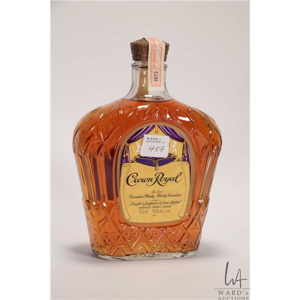 Crown Royal / Canadian Whisky / 710ml / 40% ABV retains original Excise label, dated 1972. Note: Alc