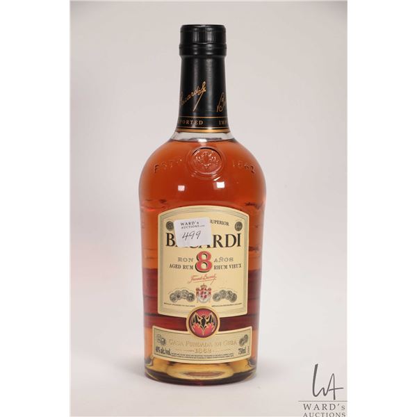 Bacardi / 8 Year Aged Rum / 750ml / 40% ABV Note: Alcohol cannot be insured by any courier in Canada