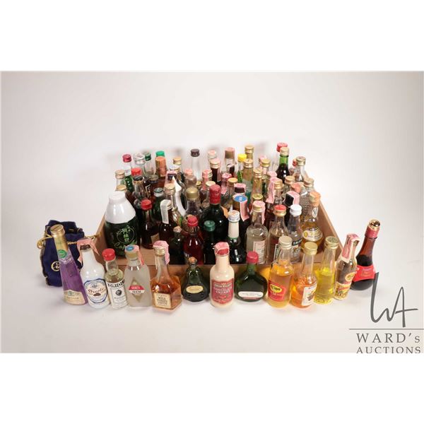 Tray lot of assorted miniature liqour bottles. Assorted sizes and ABV's. Note: Alcohol cannot be ins