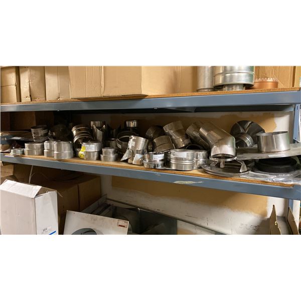 GROUP LOT OF DURAVENT STAINLESS CHIMNEY FITTINGS. APPROX. 60 PIECES