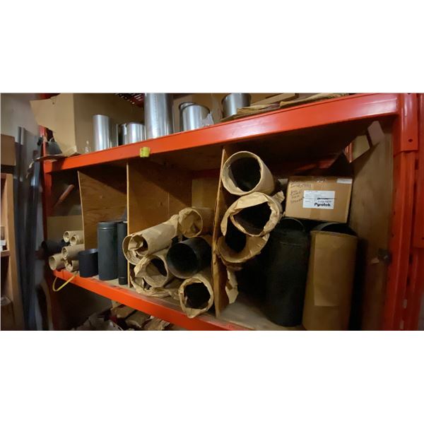 GROUP LOT OF BLACK AND STAINLESS UNINSULATED PIPE. VARIOUS SIZES