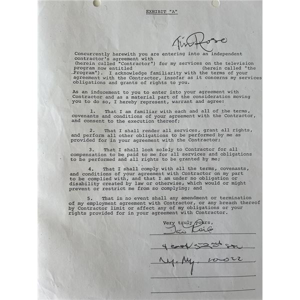 Tim Rose signed contract