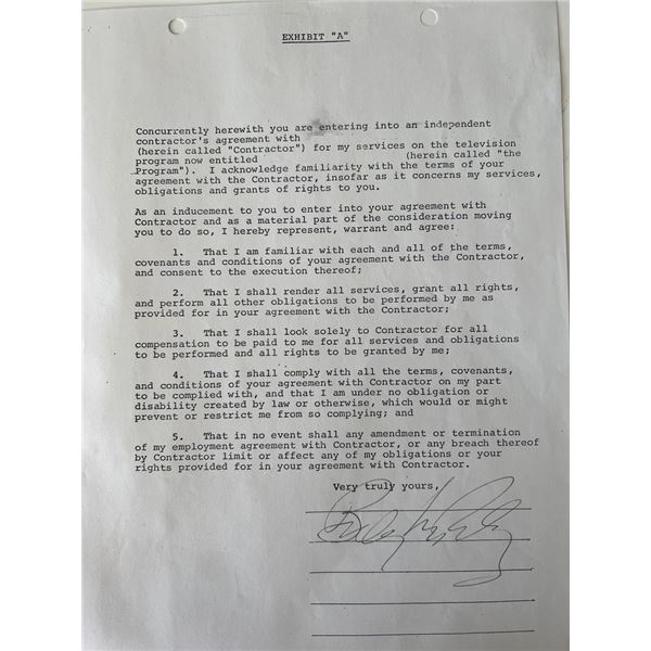 Billy Lee Riley signed contract