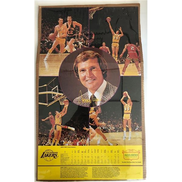 LA Lakers Jerry West signed statistics poster