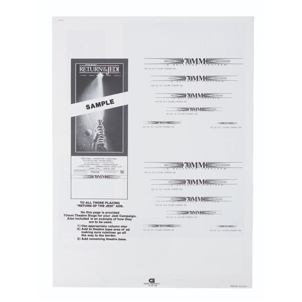 A "Star Wars: Return of the Jedi" Ad Template Book.