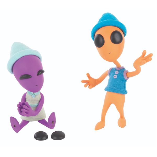 A Pair of "Alien Xmas" Colorful Klept Stop-Motion Puppets.