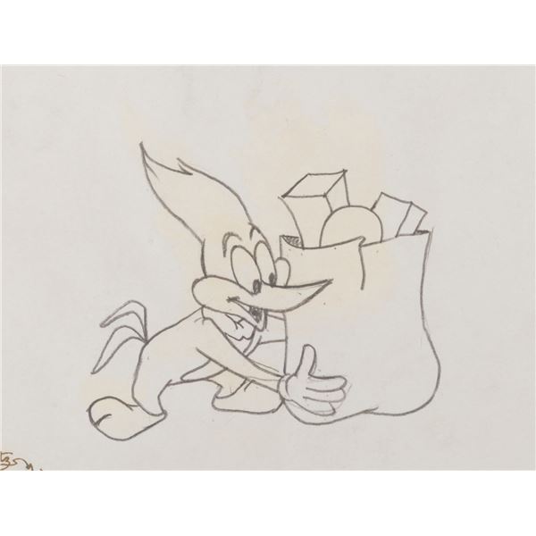 A Signed Woody Woodpecker Production Drawing.