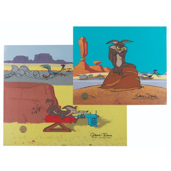 A Chuck Jones Signed Pair of "Road Runner" Limited Edition Cels.