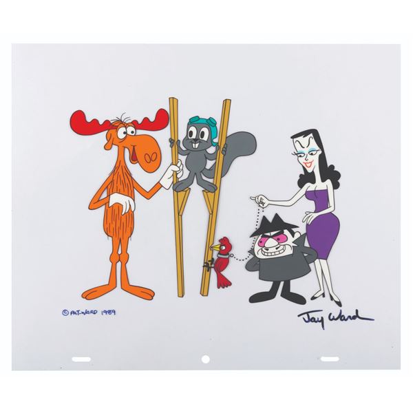 A Jay Ward Signed #8 Rocky and Bullwinkle Scene Cel.