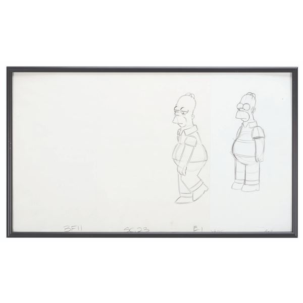 A Pair of "The Simpsons" Original Production Drawings.