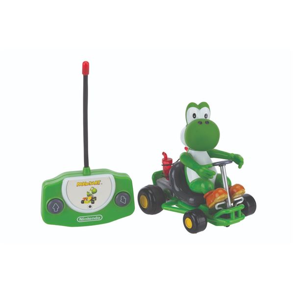 A Super Mario Kart Yoshi R/C Car with Remote.