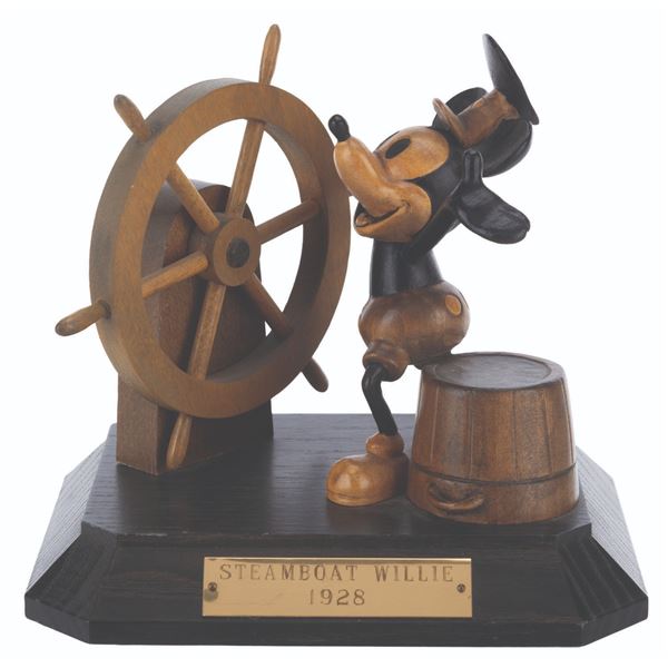 A Wooden Mickey Mouse "Steamboat Willie" Sculpture by ANRI.