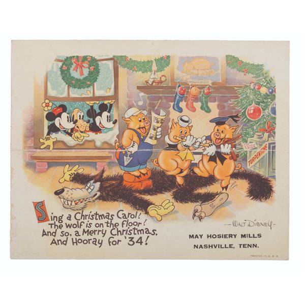 A Rare 1933 Walt Disney Studio Christmas Card.