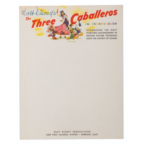 A Sheet of "The Three Caballeros" Stationery.