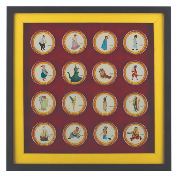 A Framed Set of "Peter Pan" Peanut Butter Lids.