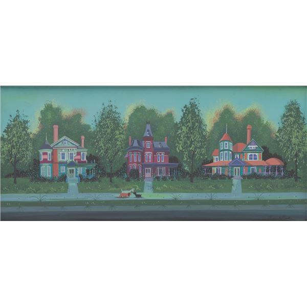 An Eyvind Earle "Lady and the Tramp" Concept Painting.