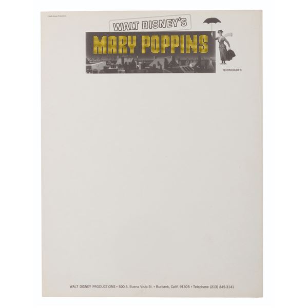 A Sheet of "Mary Poppins" Stationery.