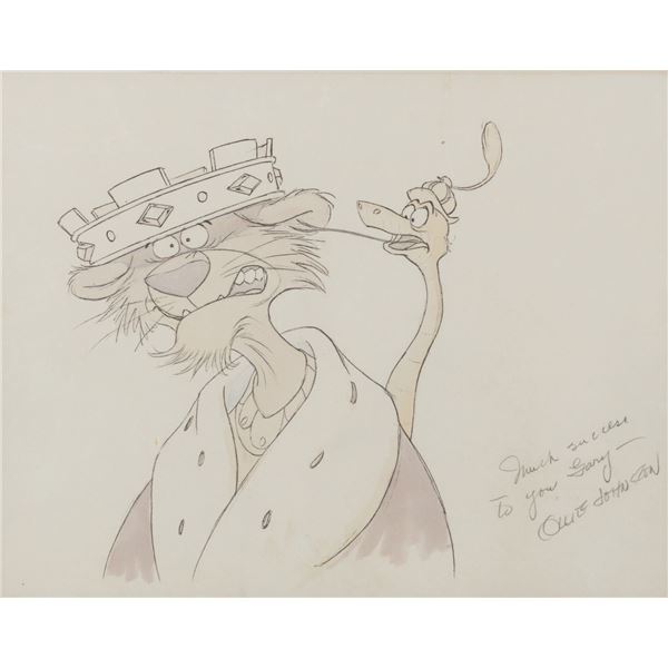 Ollie Johnston Signed Prince John and Sir Hiss Art.