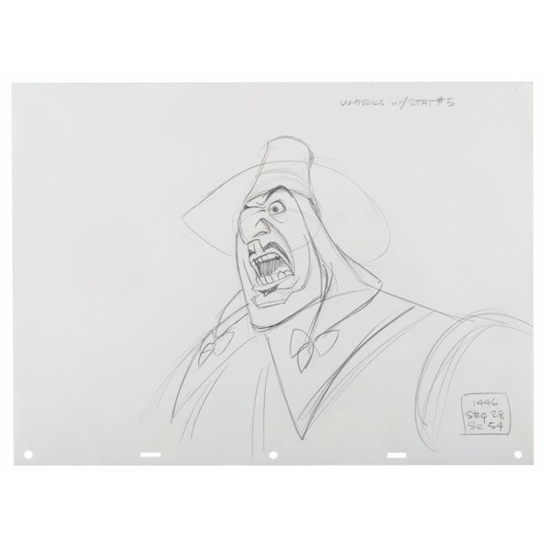 A "Pocahontas" Original Governor Ratcliffe Production Drawing.