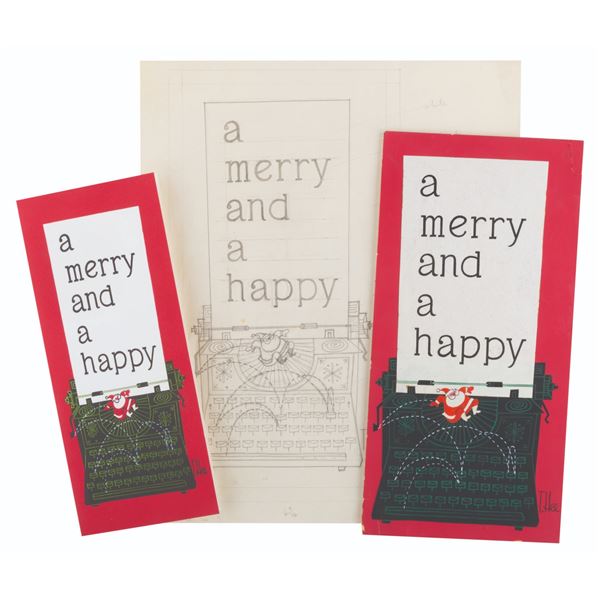 A T. Hee Typewriter Christmas Card Design.