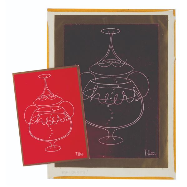 A T. Hee Christmas Cocktail Card Design.