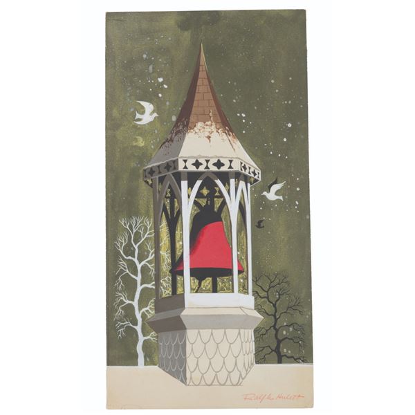 A Ralph Hulett Bell Christmas Card Painting.