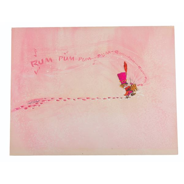 A Little Drummer Ralph Hulett Christmas Card Painting.