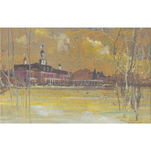 A Herb Ryman American Adventure Concept Painting.