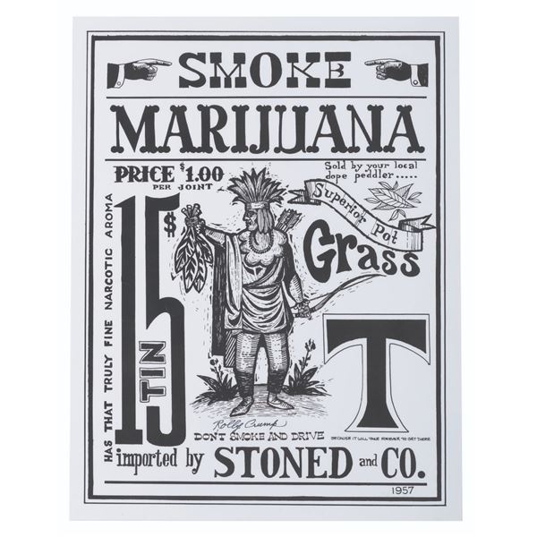 A Rolly Crump Signed Smoke Marijuana Print.