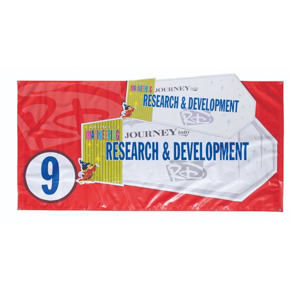 An Imagineering Research & Developement Banner and Sign.