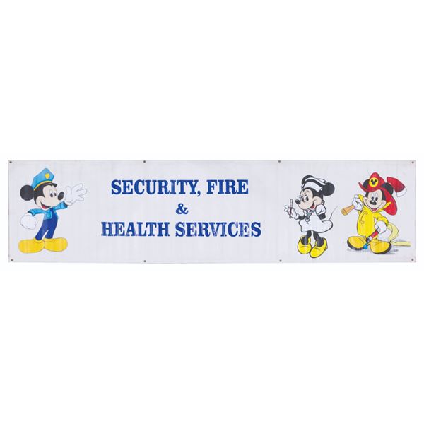 A Large Disneyland Security, Fire, and Health Services Banner.