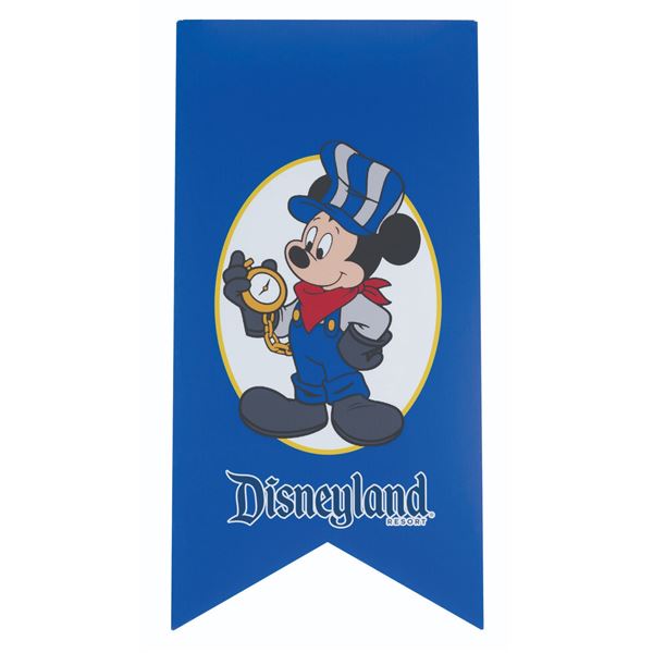 A Train Conductor Mickey Disneyland Resort Sign.