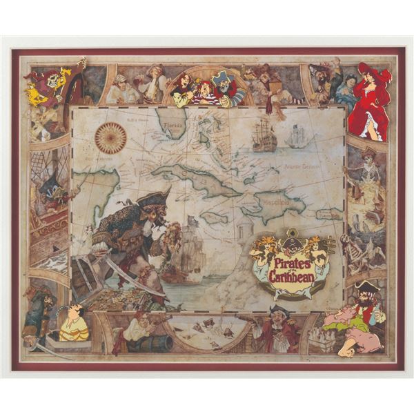 A Framed Pirates of the Caribbean Pin Set.