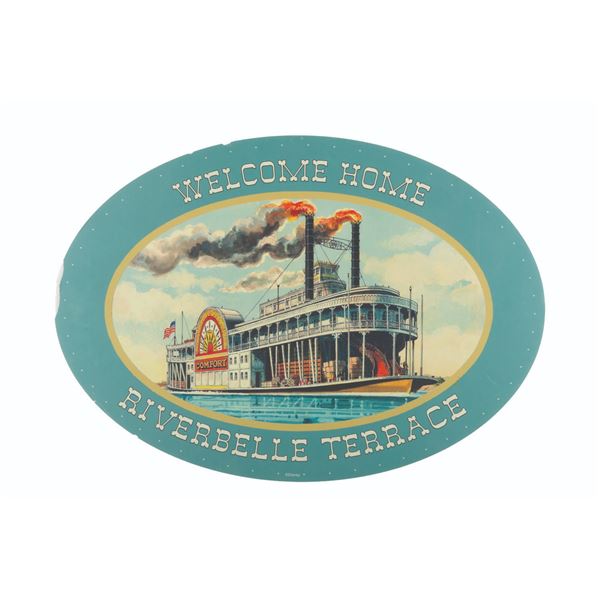 A "Welcome Home River Belle Terrace" Sign.