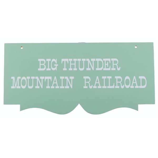 A Big Thunder Mountain Railroad Hanging Directional Sign.
